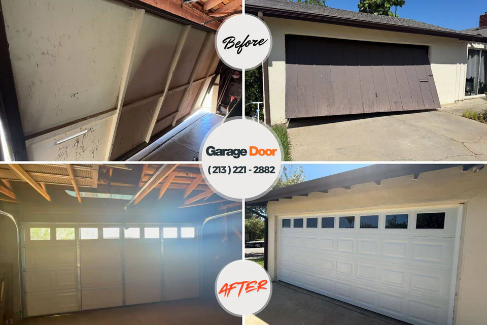 Before and after: garage door repair Chicago Heights, IL